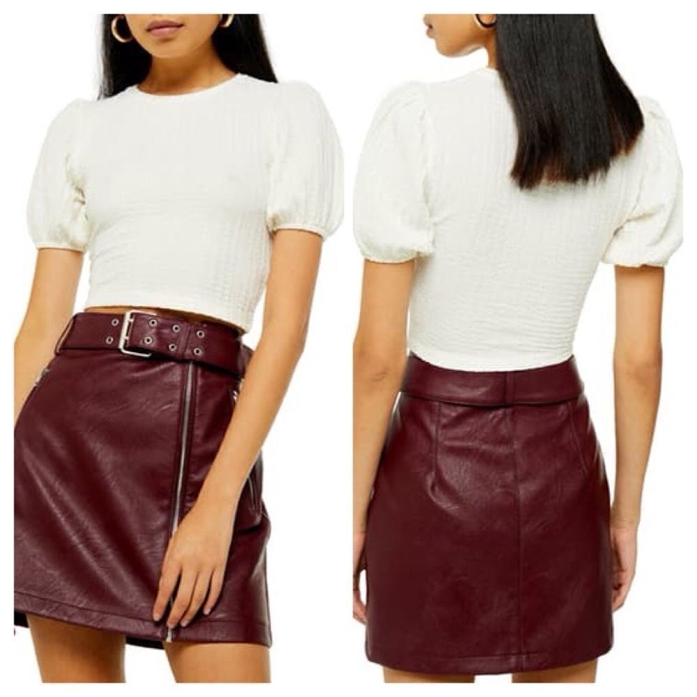 Topshop Puff Sleeve Crop Top Size 6